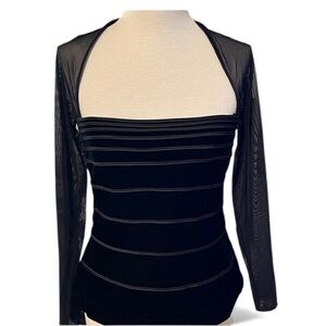 Vintage Tadashi velvet mesh sheer corset style size L